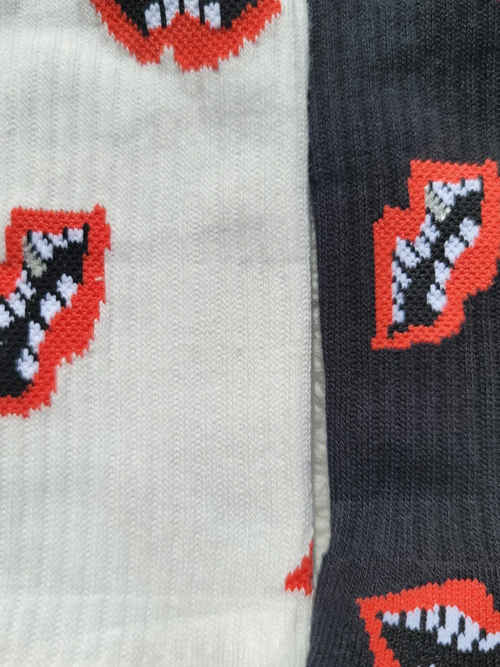 Chrome Hearts Red Lip Pattern Crew Socks - White & Black